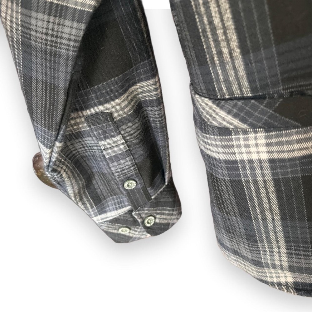 Zero Foxtrot Mens Large gray and white plaid button-up flannel shirt camo-print - Picture 4 of 6